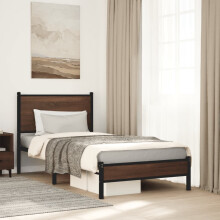 Berkfield Metal Bed Frame without Mattress Brown Oak 75x190 cm Small Single