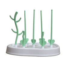 Baby Bottle Drying Rack with Fast Air Drying, Compact Counter Design, Water Draining Base, Green