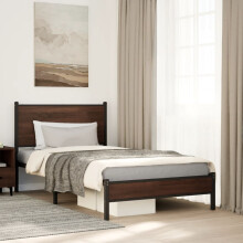 Berkfield Metal Bed Frame without Mattress Brown Oak 107x203 cm