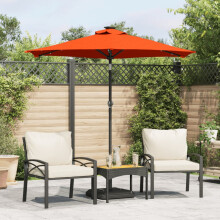 Berkfield Garden Parasol with LEDs and Steel Pole Terracotta 225x225x212cm