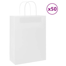 Berkfield Paper Bags 50 pcs with Handles White 26x12x35 cm
