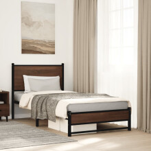 Berkfield Metal Bed Frame without Mattress Brown Oak 90x200 cm