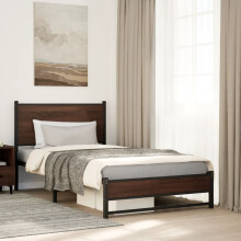 Berkfield Metal Bed Frame without Mattress Brown Oak 100x190 cm
