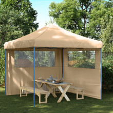 Berkfield Foldable Party Tent Pop-Up with 2 Sidewalls Beige