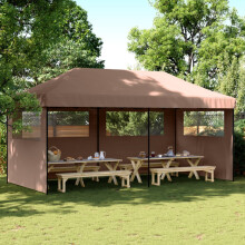 Berkfield Foldable Party Tent Pop-Up with 3 Sidewalls Brown