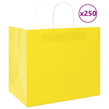 Berkfield Paper Bags 250 pcs with Handles Yellow 32x22x28 cm