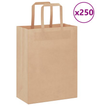 Berkfield Paper Bags 250 pcs with Handles Brown 21x11x28 cm
