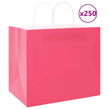 Berkfield Paper Bags 250 pcs with Handles Pink 32x22x28 cm