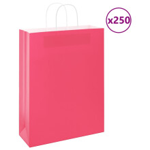 Berkfield Paper Bags 250 pcs with Handles Pink 32x12x42 cm