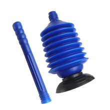 Pressure Toilet Plunger with Bellows Accordion Design, Ergonomic Grip, Blue Durable Bathroom Tool