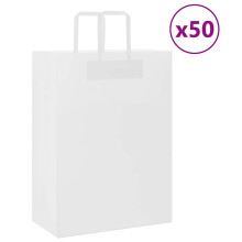 Berkfield Paper Bags 50 pcs with Handles White 32x17x44 cm