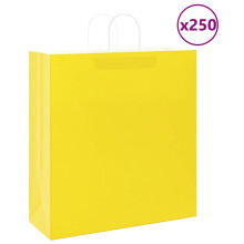 Berkfield Paper Bags 250 pcs with Handles Yellow 45x17x48 cm