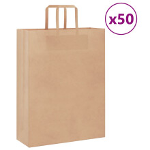 Berkfield Paper Bags 50 pcs with Handles Brown 32x12x42 cm