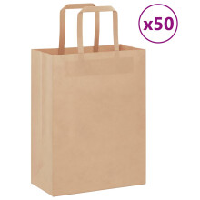 Berkfield Paper Bags 50 pcs with Handles Brown 21x11x28 cm