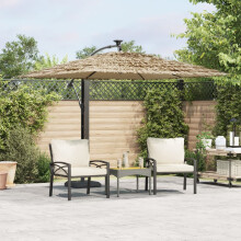 Berkfield Garden Parasol with Steel Pole Brown 290x290x238 cm