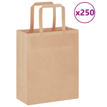 Berkfield Paper Bags 250 pcs with Handles Brown 18x8x22 cm