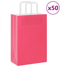 Berkfield Paper Bags 50 pcs with Handles Pink 21x11x31 cm