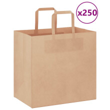 Berkfield Paper Bags 250 pcs with Handles Brown 26x17x25 cm