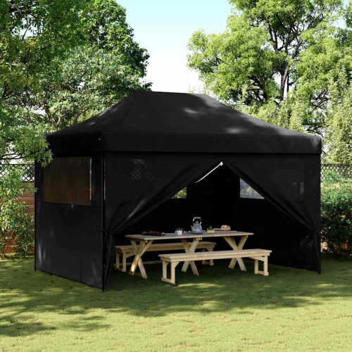 Berkfield Foldable Party Tent Pop-Up with 4 Sidewalls Black