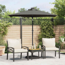 Berkfield Garden Parasol with LEDs and Steel Pole Anthracite 225x225x212cm