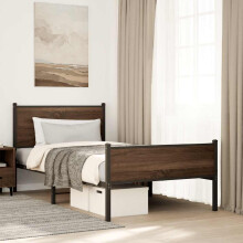 Berkfield Metal Bed Frame without Mattress Brown Oak 107x203 cm
