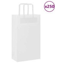 Berkfield Paper Bags 250 pcs with Handles White 21x11x36 cm