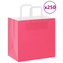 Berkfield Paper Bags 250 pcs with Handles Pink 26x17x25 cm