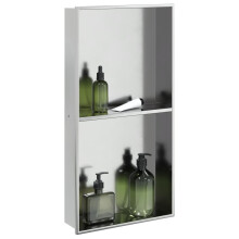 Berkfield Shower Niche Brushed Silver 32x62x9 cm Stainless Steel