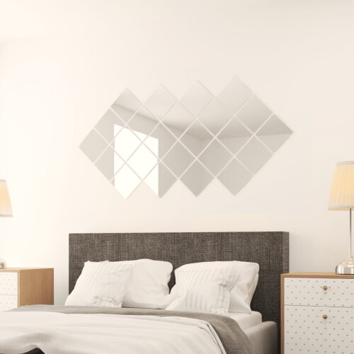 Berkfield 24 pcs Mirror Tiles Square Glass 2