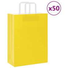 Berkfield Paper Bags 50 pcs with Handles Yellow 26x12x35 cm
