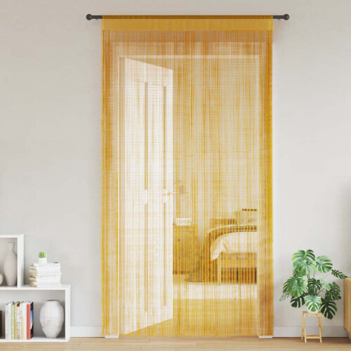 Berkfield String Curtains 2 pcs Gold 100x250 cm