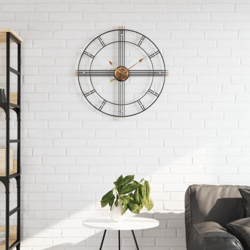 Berkfield Wall Clock Black ò60 cm Iron