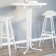 Berkfield Bar Table White ò80x110 cm Engineered Wood and Steel