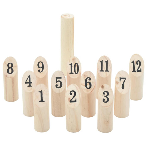 Berkfield 13 Piece Number Kubb Game Set with Carrying Bag Solid Pine Wood