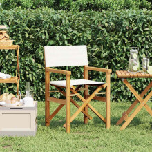 Berkfield Folding Director's Chair Cream Solid Wood Teak