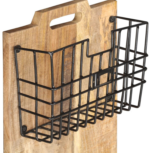 Berkfield Wall-mounted Magazine Rack 33x10x67 cm Solid Rough Mango Wood 2