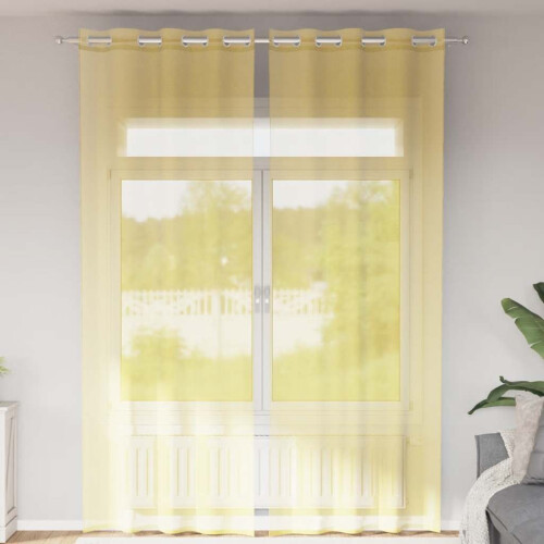 Berkfield Voile Curtains with Grommets 2 pcs Yellow