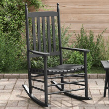 Berkfield Rocking Chair with Curved Seat Black Solid Wood Poplar