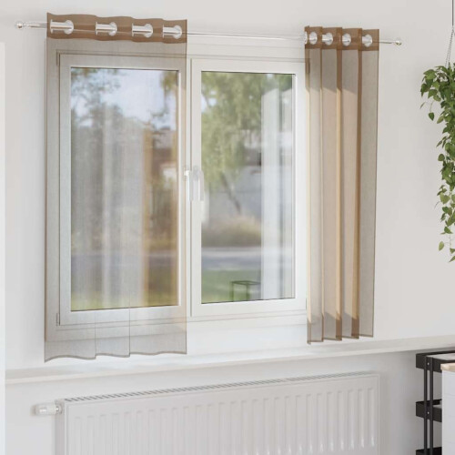 Berkfield Voile Curtains with Grommets 2 pcs Light Brown