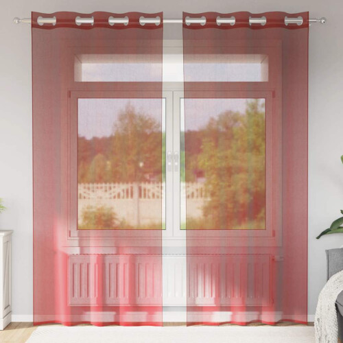 Berkfield Voile Curtains with Grommets 2 pcs Wine Red