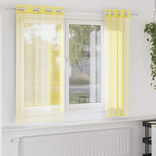 Berkfield Voile Curtains with Grommets 2 pcs Yellow