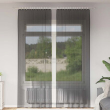 Berkfield Voile Curtains with Rod Pockets 2 pcs Black