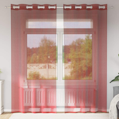 Berkfield Voile Curtains with Grommets 2 pcs Wine Red