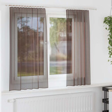 Berkfield Voile Curtains with Rod Pockets 2 pcs Brown
