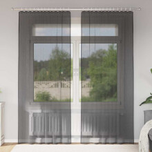 Berkfield Voile Curtains with Rod Pockets 2 pcs Black