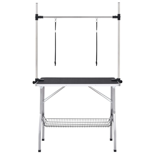 Berkfield Adjustable Dog Grooming Table with 2 Loops and Basket 2