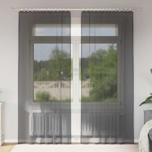 Berkfield Voile Curtains with Rod Pockets 2 pcs Black