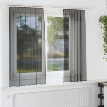 Berkfield Voile Curtains with Rod Pockets 2 pcs Black
