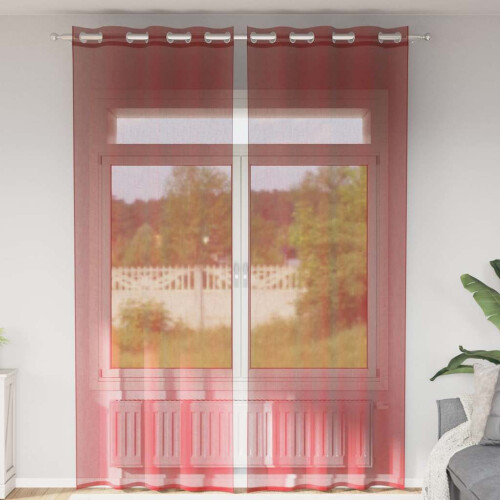 Berkfield Voile Curtains with Grommets 2 pcs Wine Red