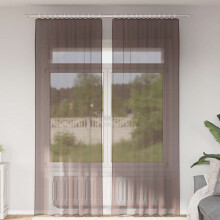 Berkfield Voile Curtains with Rod Pockets 2 pcs Brown